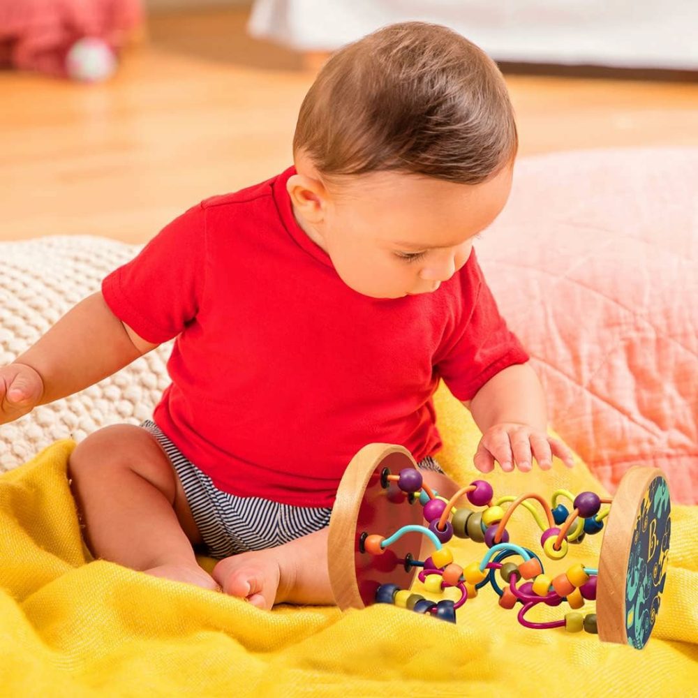 Loopty Lo Wooden Rolling Toy – Developmental Bead Maze – Wooden Wire Maze – Crawling Rolling Toy- 47 Beads & 5 Mazes – Classic Toy For Babies  Toddlers  Kids – Quality Wood – 18 Months +  |  Bead Mazes All Toys Bead Mazes