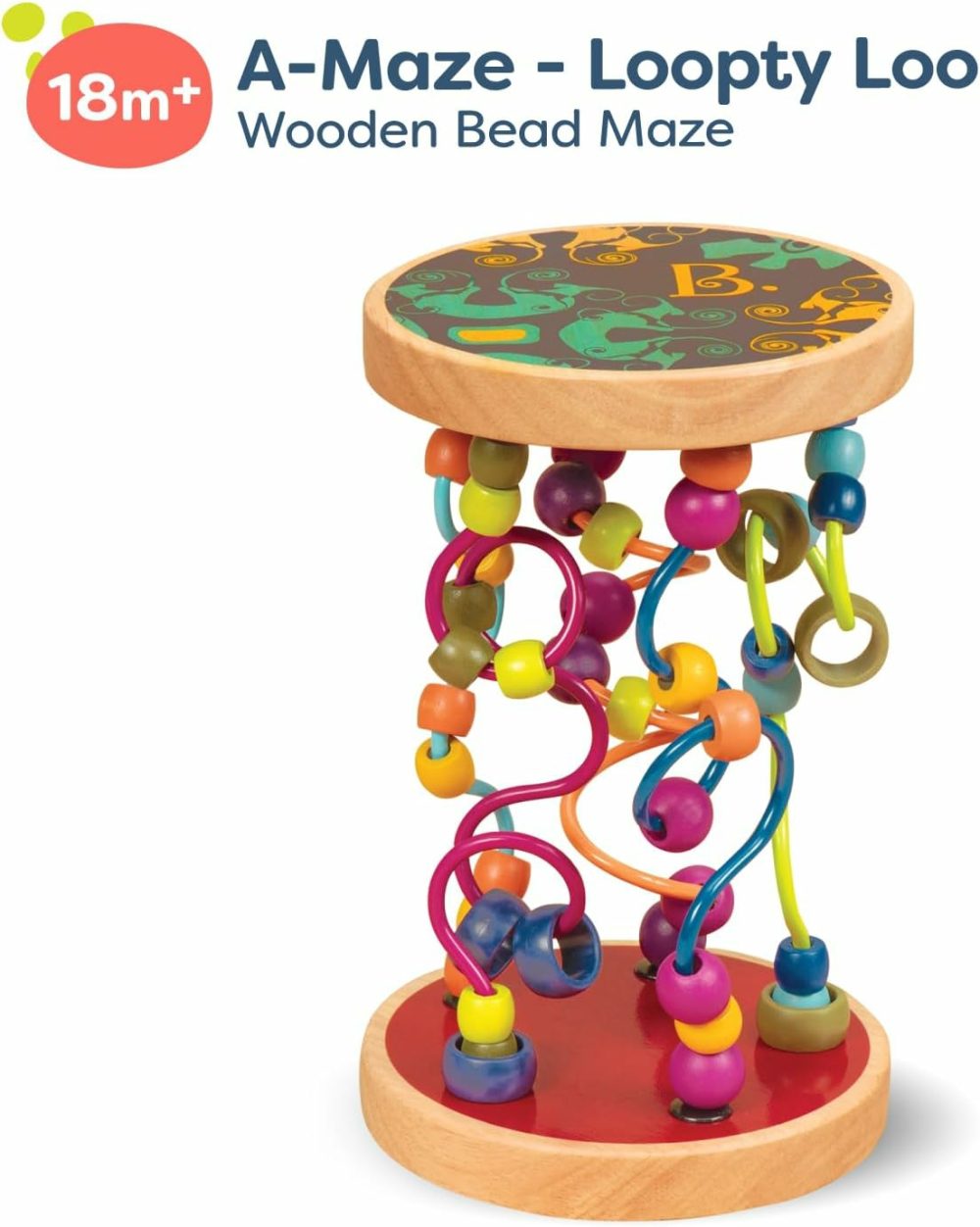 Loopty Lo Wooden Rolling Toy – Developmental Bead Maze – Wooden Wire Maze – Crawling Rolling Toy- 47 Beads & 5 Mazes – Classic Toy For Babies  Toddlers  Kids – Quality Wood – 18 Months +  |  Bead Mazes All Toys Bead Mazes