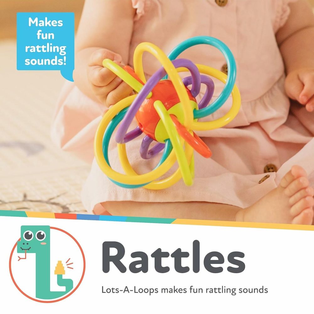 Lots A Loops Sensory Multicolor Teether And Baby Rattle Toy – 3+ Months – Baby Teething Toy  |  Rattles & Plush Rings All Toys Multi