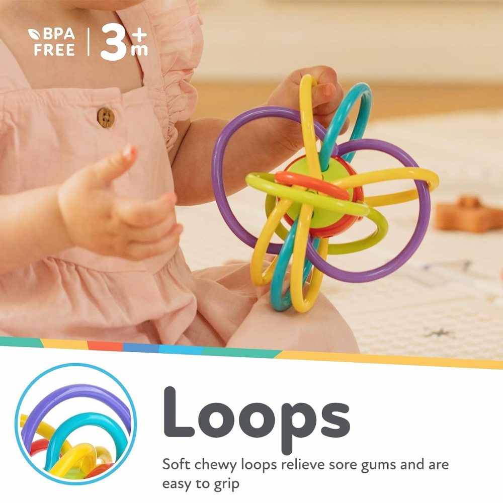 Lots A Loops Sensory Multicolor Teether And Baby Rattle Toy – 3+ Months – Baby Teething Toy  |  Rattles & Plush Rings All Toys Multi