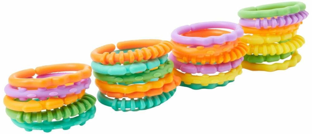 Lots Of Links Rings Toys For Stroller Or Carrier Seat  Bpa-Free  Ages 0 Months Plus  Multicolor  24 Count  |  Car Seat & Stroller Toys All Toys Car Seat & Stroller Toys