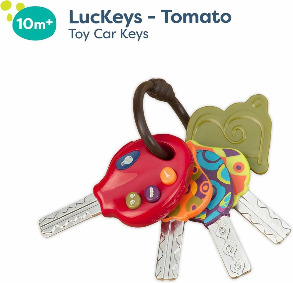 Luckeys- Pretend Play Keys- 4 Textured Toy Keys For Babies & Toddlers – Flashlight & Car Sounds- 10 Months +  |  Musical Toys All Toys