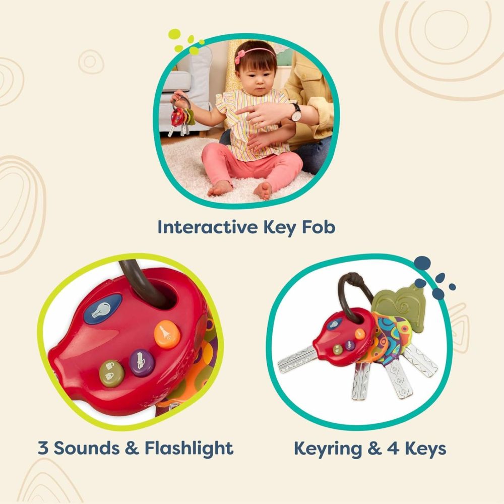 Luckeys- Pretend Play Keys- 4 Textured Toy Keys For Babies & Toddlers – Flashlight & Car Sounds- 10 Months +  |  Musical Toys All Toys