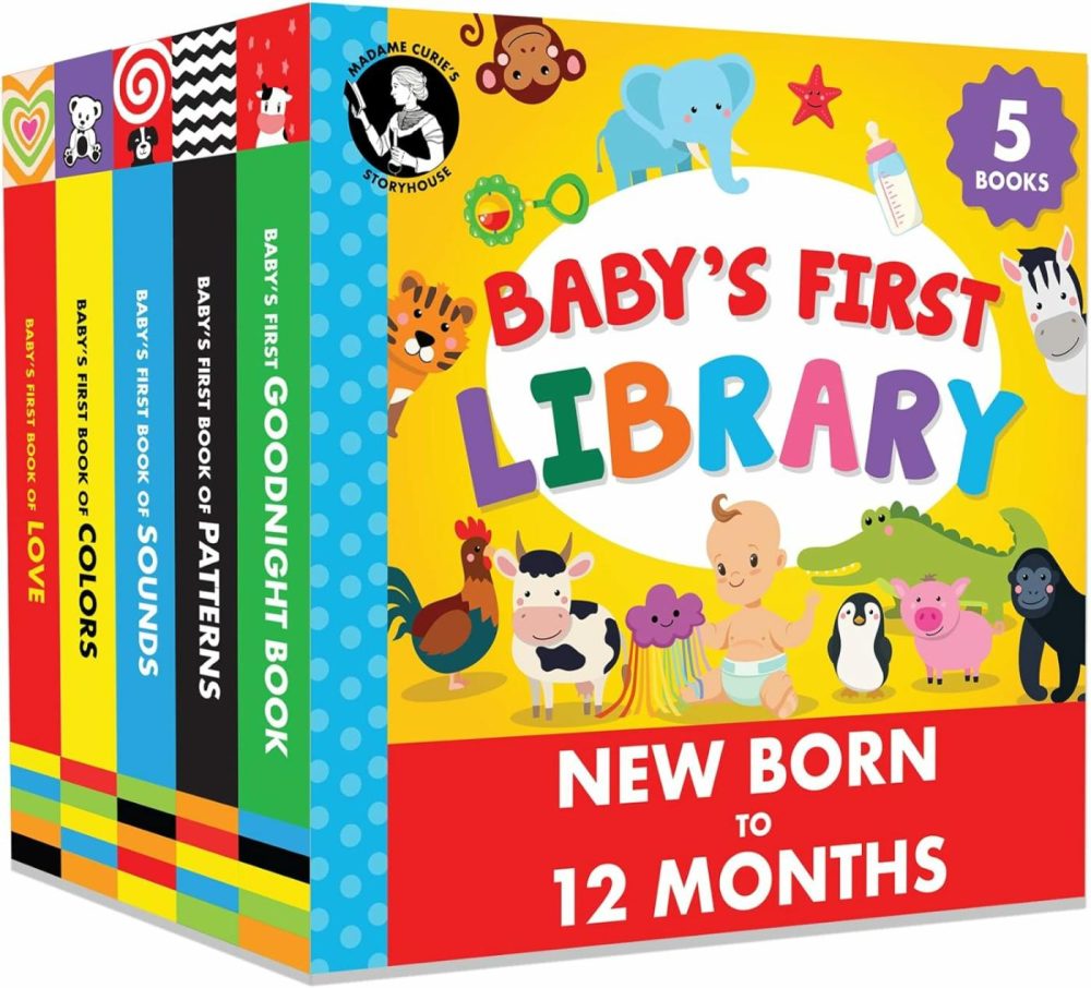 Madame Curie’s Baby’s First Library | Baby Toys  Gifts For 0-3-6 Months  0 To 1 Year Old| Baby Shower Gifts  Toddler Board Books | Newborn Girl & Boy  Infant Toys.  |  Sorting & Stacking Toys All Toys Sorting & Stacking Toys