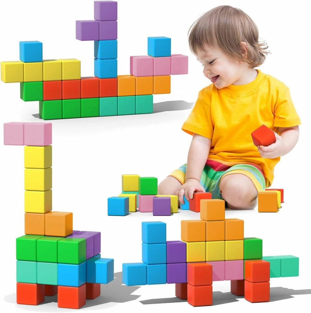 Magnetic Blocks  56 Pieces 1.34 Inch Large Magnetic Building Blocks  3D Magnetic Cubes For Toddlers  Preschool Educational Construction Kit  Sensory Montessori Toys Kids Blocks For Boys Girls  |  Sorting & Stacking Toys All Toys Sorting & Stacking Toys