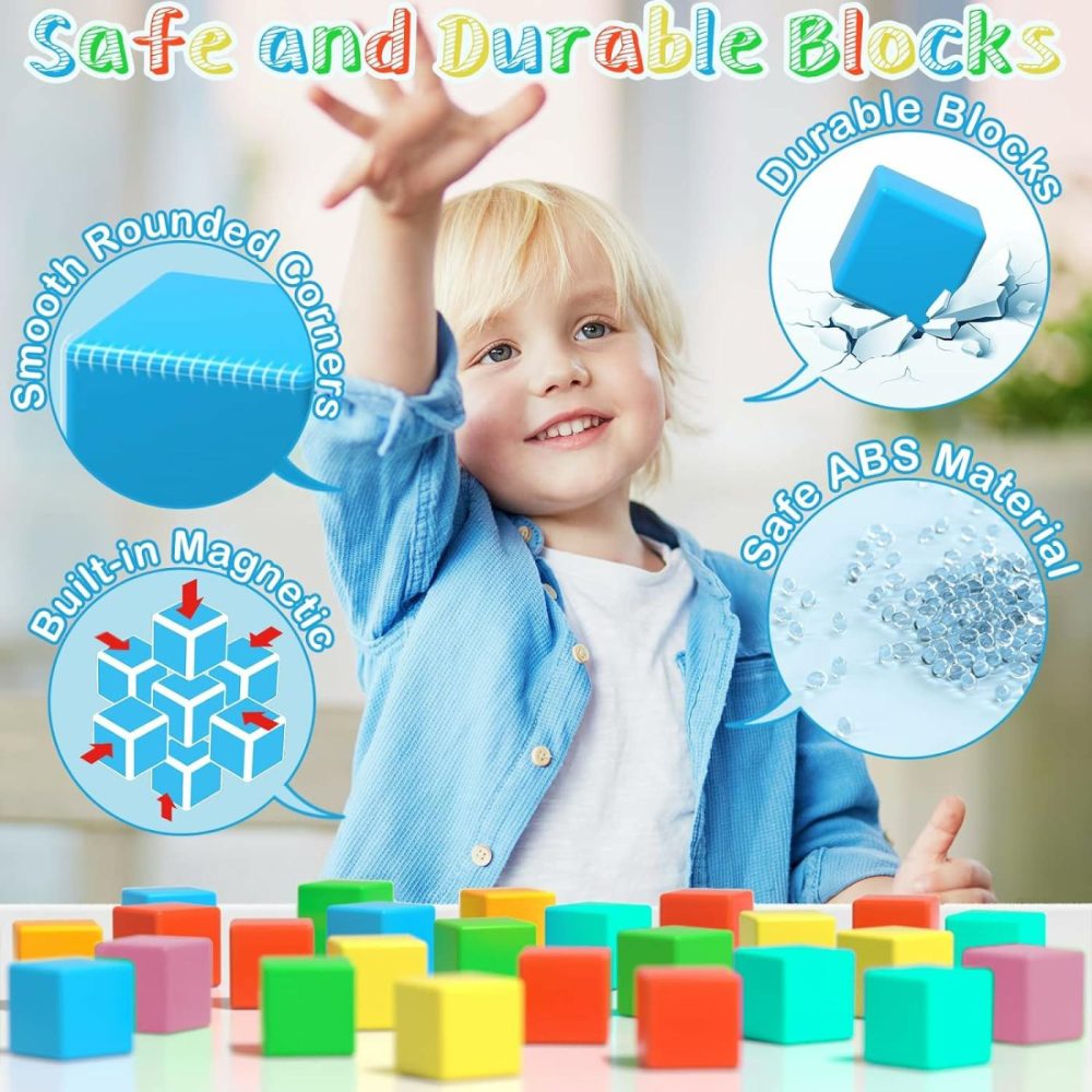 Magnetic Blocks  56 Pieces 1.34 Inch Large Magnetic Building Blocks  3D Magnetic Cubes For Toddlers  Preschool Educational Construction Kit  Sensory Montessori Toys Kids Blocks For Boys Girls  |  Sorting & Stacking Toys All Toys Sorting & Stacking Toys