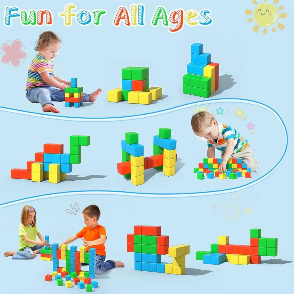 Magnetic Blocks  56 Pieces 1.34 Inch Large Magnetic Building Blocks  3D Magnetic Cubes For Toddlers  Preschool Educational Construction Kit  Sensory Montessori Toys Kids Blocks For Boys Girls  |  Sorting & Stacking Toys All Toys Sorting & Stacking Toys