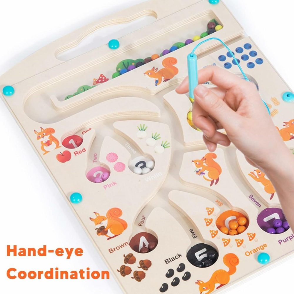 Magnetic Color And Number Maze  Montessori Toys For 3+ Year Old  Wooden Puzzle Activity Board  Learning Educational Counting Matching Toys For Toddlers Kids Boys Girls Preschoolers 3 4 5 Years Old  |  Sorting & Stacking Toys All Toys Sorting & Stacking Toys