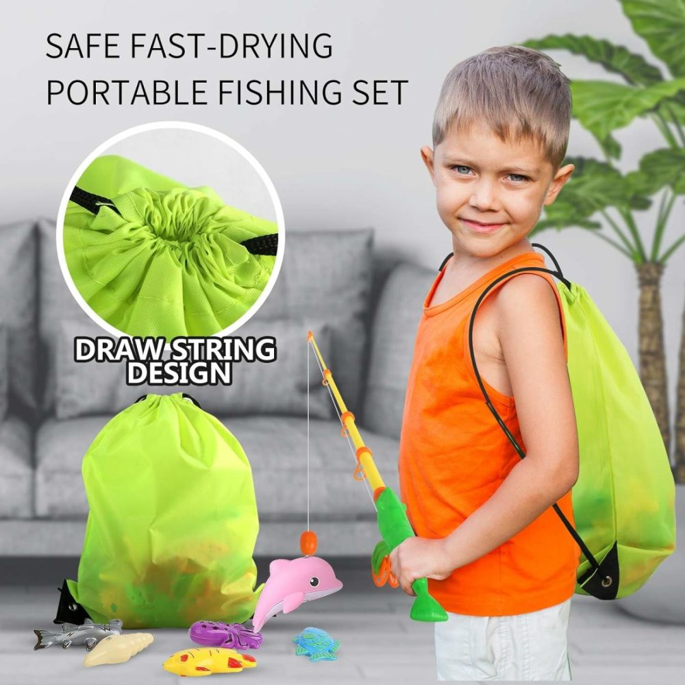 Magnetic Fishing Game 45 Pc Ocean Sea Floating Fish Colorful Animals With Net Portable Storage Bag Bathtub Game For Age 3 4 5 6 Year Kids Toddler(Xx-Large Set)  |  Bath Toys All Toys Bath Toys