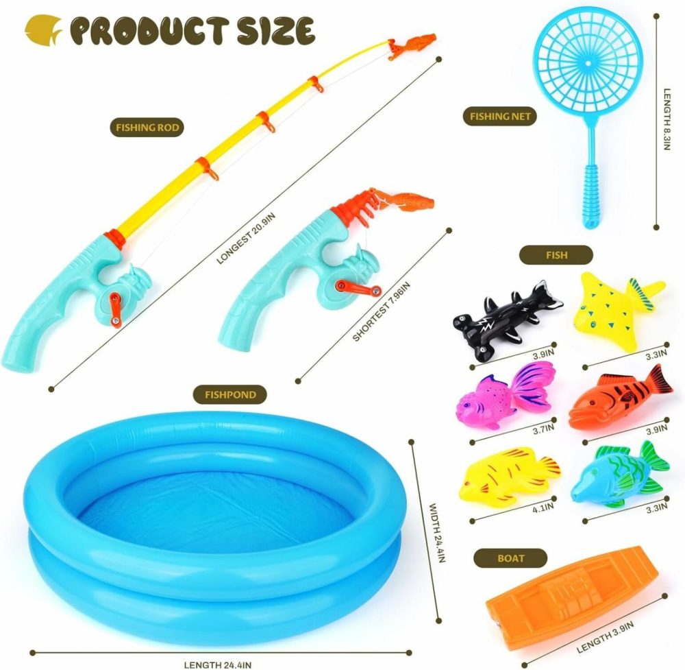 Magnetic Fishing Game 45 Pc Ocean Sea Floating Fish Colorful Animals With Net Portable Storage Bag Bathtub Game For Age 3 4 5 6 Year Kids Toddler(Xx-Large Set)  |  Bath Toys All Toys Bath Toys