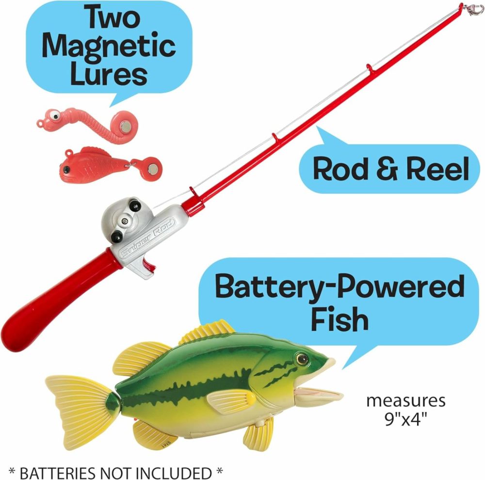 Magnetic Fishing Game  Catch Of The Day Bass Fishing Toy For Kids Ages 3+  Includes Kids Fishing Pole And 1 Fish For Toddler Bath Toys  Water Fish Toys For Pools & Tubs  |  Bath Toys All Toys Bath Toys