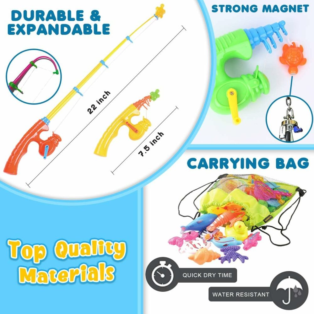 Magnetic Fishing Game Pool Toys For Kids – Bath Outdoor Indoor Carnival Party Water Table Fish Toys For Kids Age 3 4 5 6 Years Old 2 Players Gift (Large)  |  Bath Toys All Toys Bath Toys