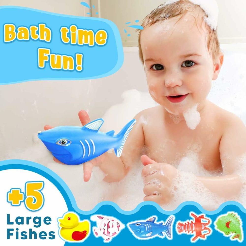 Magnetic Fishing Game Pool Toys For Kids – Bath Outdoor Indoor Carnival Party Water Table Fish Toys For Kids Age 3 4 5 6 Years Old 2 Players Gift (Large)  |  Bath Toys All Toys Bath Toys