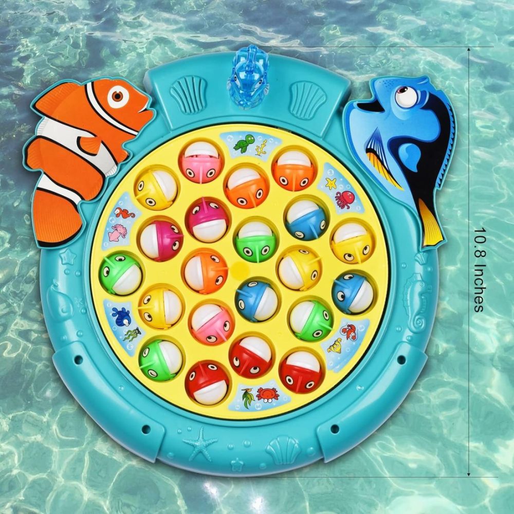 Magnetic Fishing Games Set – Fun And Educational Fishing Toys For Toddlers And Kids  Includes 21 Fish  4 Poles  Rotating Board  And On-Off Music  Perfect Fish Toy For Go Fish Fun  |  Bath Toys All Toys Bath Toys