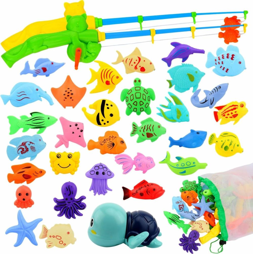 Magnetic Fishing Pool Toys Game  Water Table Bathtub Bath Toy – Pole Rod Floating Fish  Birthday Party Gifts For Toddler Age 3 4 5 6 Year Old  Kids Outdoor Toys  |  Bath Toys All Toys Bath Toys