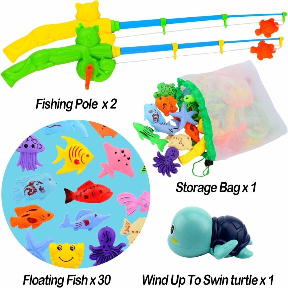 Magnetic Fishing Pool Toys Game  Water Table Bathtub Bath Toy – Pole Rod Floating Fish  Birthday Party Gifts For Toddler Age 3 4 5 6 Year Old  Kids Outdoor Toys  |  Bath Toys All Toys Bath Toys