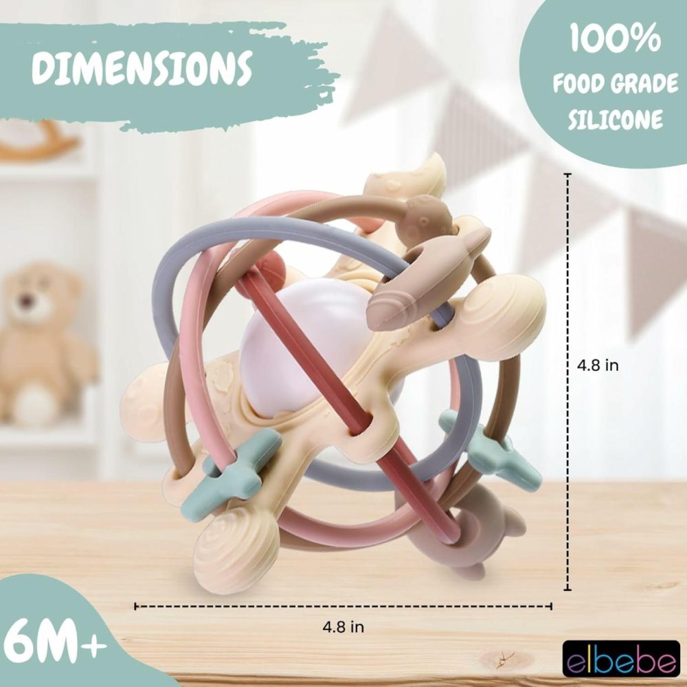 Manhattan Toy Sensory Teether Toy For Babies – Charming Bpa-Free Baby Toys 6-12 Months – Entertaining Baby Rattles For Soothing Gum Relief  Baby Sensory Teething Toys  Teething Rattle Infant Toys  |  Teethers All Toys Beige - Rattle Toy