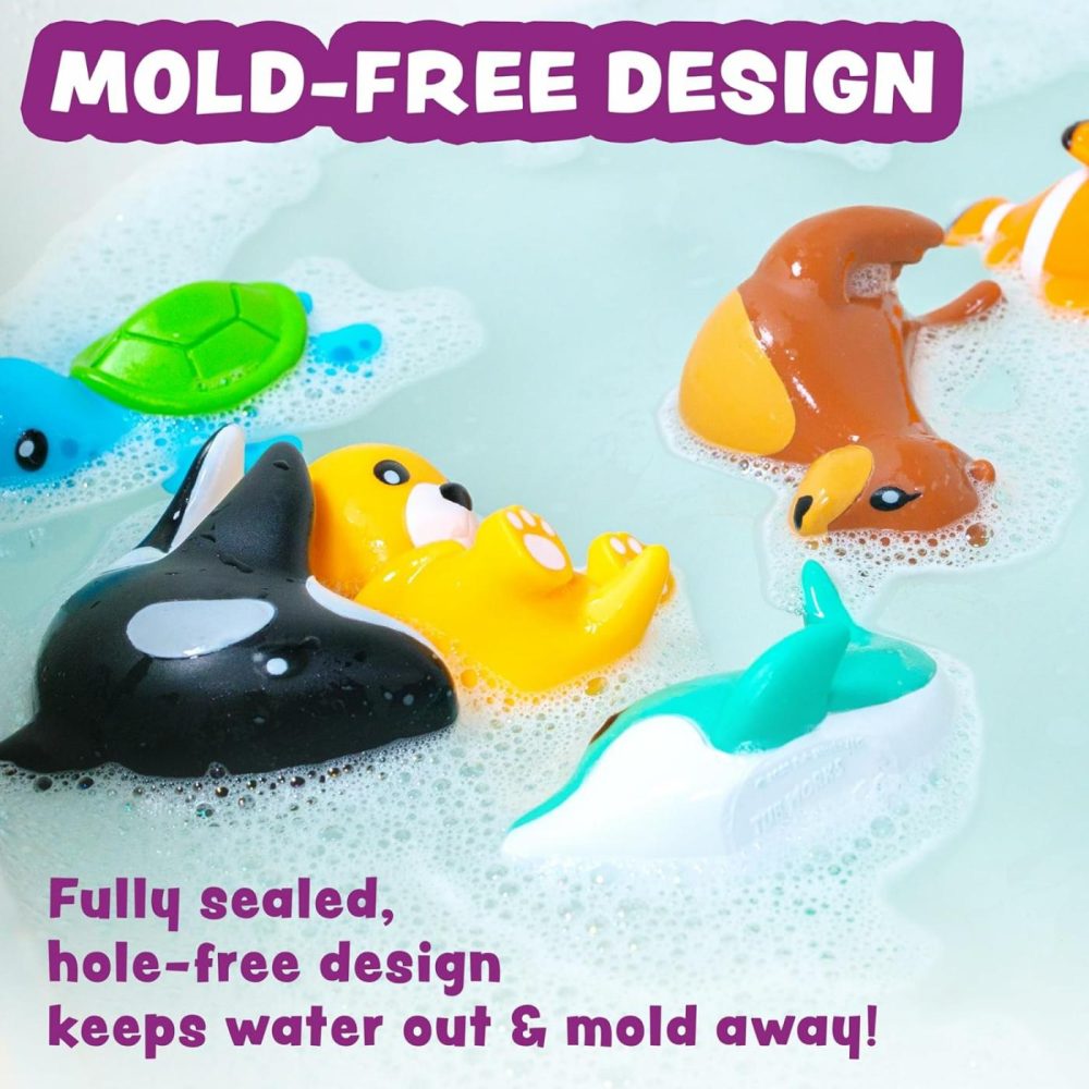 Marine Mold Free Bath Toys  6 Pack | Sealed  No Hole Bath Toys Design Keeps Moisture Out | Soft  Squeezable & Float On Water | Easy-Grip Baby & Toddler Bath Toys | Great Baby Pool Toys  |  Bath Toys All Toys Bath Toys