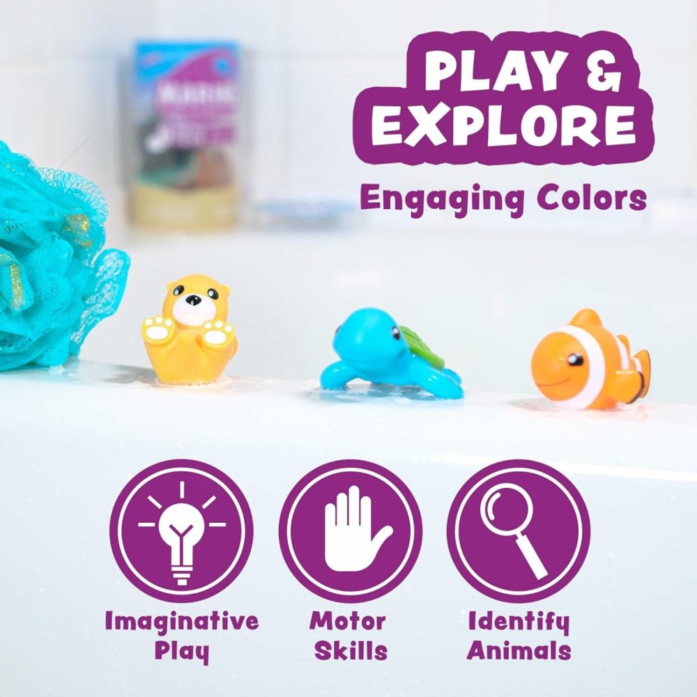 Marine Mold Free Bath Toys  6 Pack | Sealed  No Hole Bath Toys Design Keeps Moisture Out | Soft  Squeezable & Float On Water | Easy-Grip Baby & Toddler Bath Toys | Great Baby Pool Toys  |  Bath Toys All Toys Bath Toys