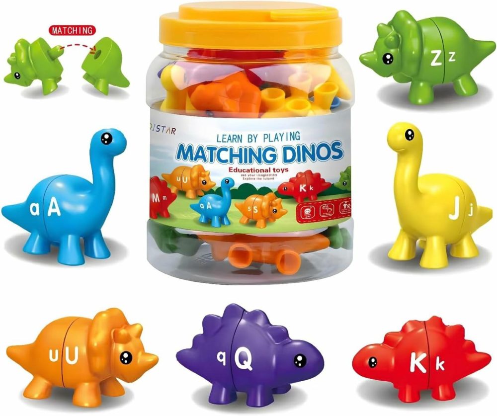 Matching Dinos Toys – 26 Pieces  Counting & Sorting Toy  Shape & Colour Sorting  Letters Dinos Toys  Ducational Learning Toys For 1,2,3 Year Old Toddlers Boys Girls  |  Sorting & Stacking Toys All Toys Sorting & Stacking Toys