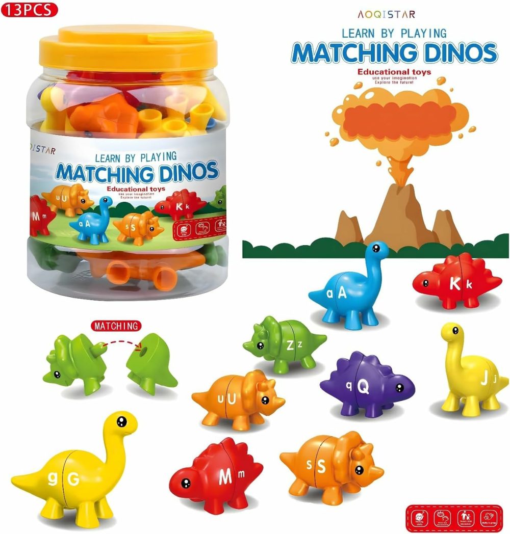 Matching Dinos Toys – 26 Pieces  Counting & Sorting Toy  Shape & Colour Sorting  Letters Dinos Toys  Ducational Learning Toys For 1,2,3 Year Old Toddlers Boys Girls  |  Sorting & Stacking Toys All Toys Sorting & Stacking Toys