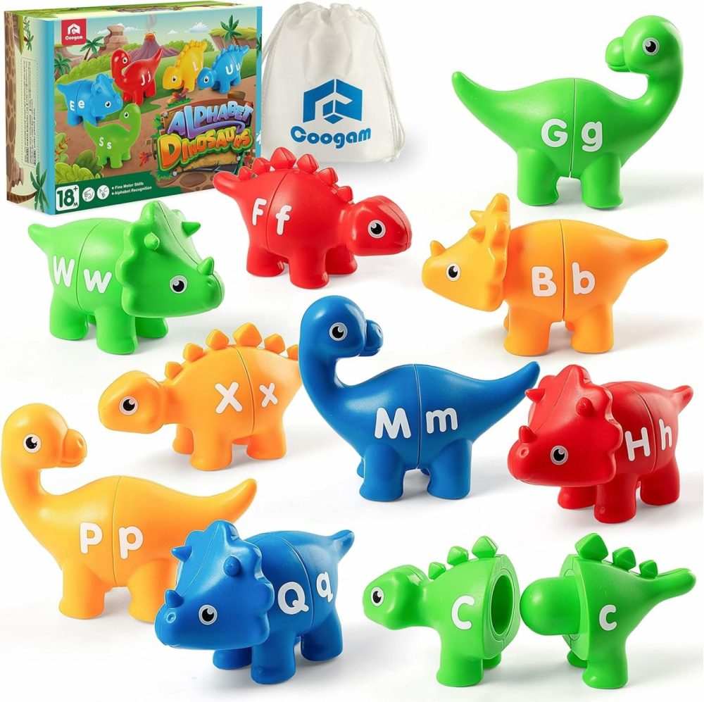 Matching Letters Fine Motor Toy  26 Pcs Double-Sided Abc Dinosaur Alphabet Match Game With Uppercase Lowercase  Preschool Educational Montessori Learning Toys For Toddlers  |  Sorting & Stacking Toys All Toys Sorting & Stacking Toys