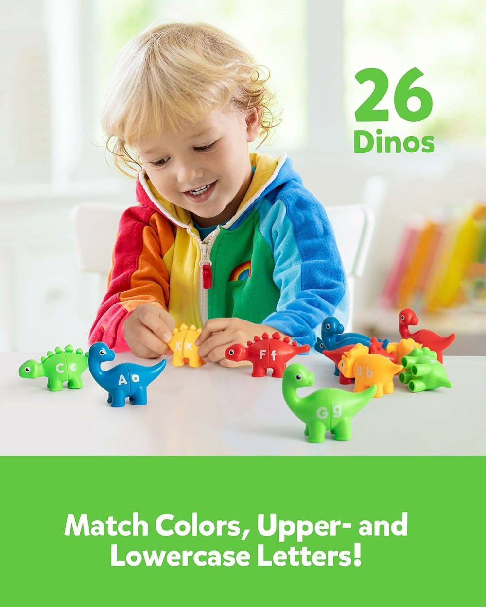 Matching Letters Fine Motor Toy  26 Pcs Double-Sided Abc Dinosaur Alphabet Match Game With Uppercase Lowercase  Preschool Educational Montessori Learning Toys For Toddlers  |  Sorting & Stacking Toys All Toys Sorting & Stacking Toys