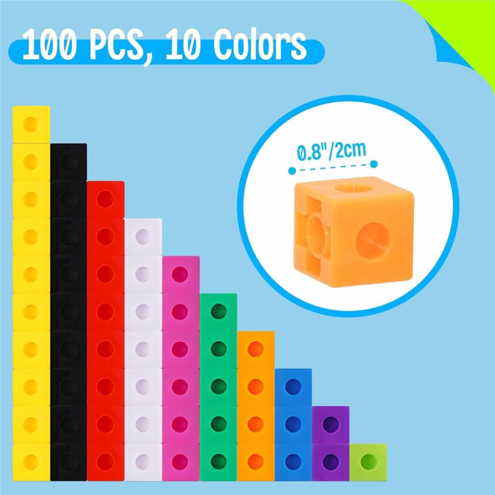 Math Linking Cubes  Set Of 100 Math Cubes Manipulative Connecting And Counting Snap Blocks For Early Math And Construction  Educational Toy For Preschool  Kindergarten  Homeschool  |  Sorting & Stacking Toys All Toys Sorting & Stacking Toys