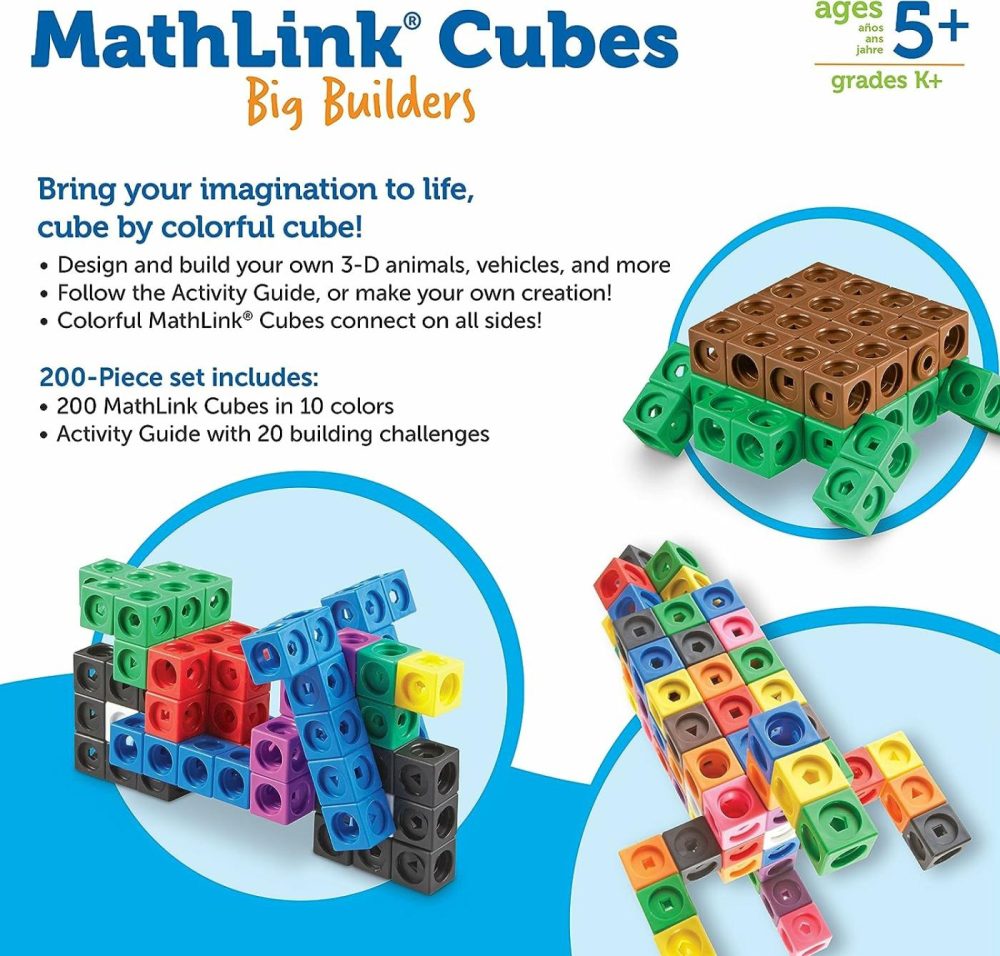 Mathlink Cubes Big Builders – Set Of 200 Cubes  Ages 5+  Develops Early Math Skills  Stem Toys  Math Games For Kids  Math Cubes For Kids,Stocking Stuffers  |  Activity Cubes Activity Cubes Activity Cubes