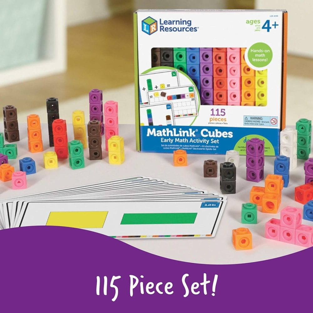 Mathlink Cubes Early Math Activity Set – 115 Pieces  Ages 4+  Kindergarten Stem Activities  Linking Cubes  Connecting Cubes  |  Activity Cubes Activity Cubes Activity Cubes