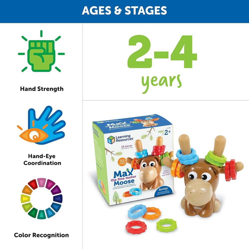 Max The Fine Motor Moose – 13 Pieces  Ages 2+ Toddler Learning Toys  Fine Motor Toy For Toddlers  Preschool Toys  |  Sorting & Stacking Toys All Toys Sorting & Stacking Toys