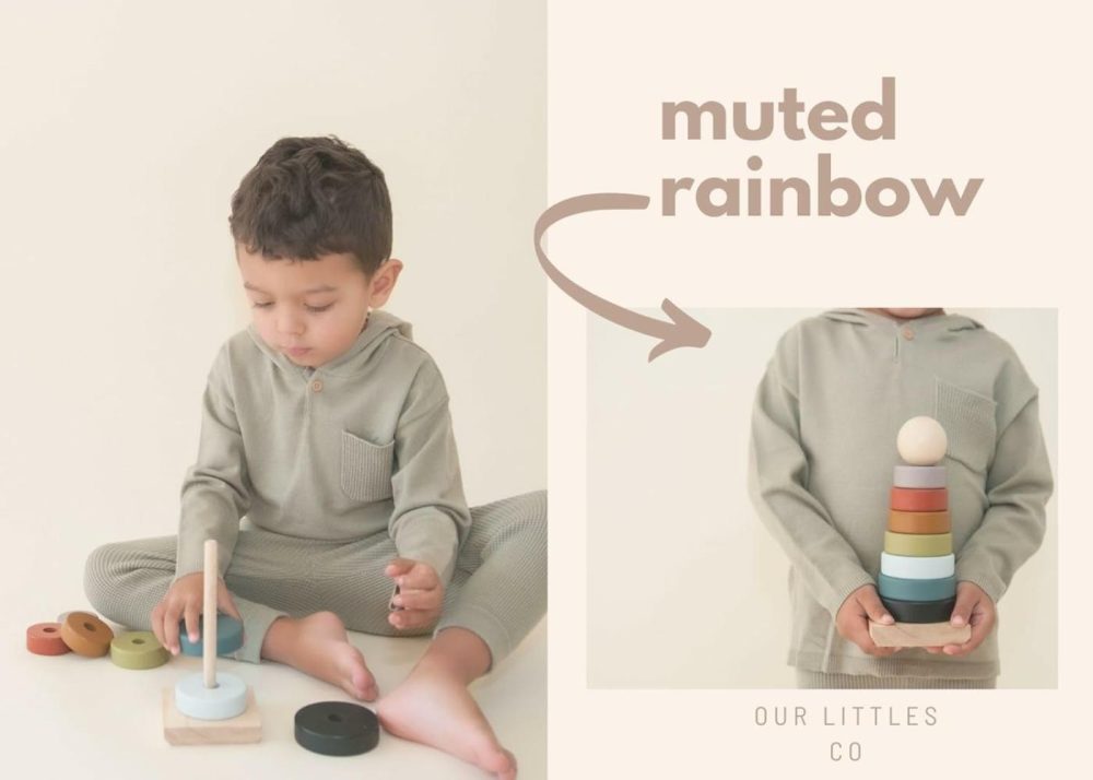 *Memorial*Day*Sale Neutral Rainbow Wooden Ring Stacker Toy | Montessori Stacking Rings For Toddlers | Educational & Developmental Sensory Toys Non-Toxic  Safe & | Designed In The Usa  |  Sorting & Stacking Toys All Toys Sorting & Stacking Toys