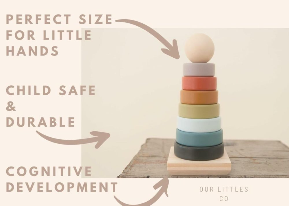 *Memorial*Day*Sale Neutral Rainbow Wooden Ring Stacker Toy | Montessori Stacking Rings For Toddlers | Educational & Developmental Sensory Toys Non-Toxic  Safe & | Designed In The Usa  |  Sorting & Stacking Toys All Toys Sorting & Stacking Toys