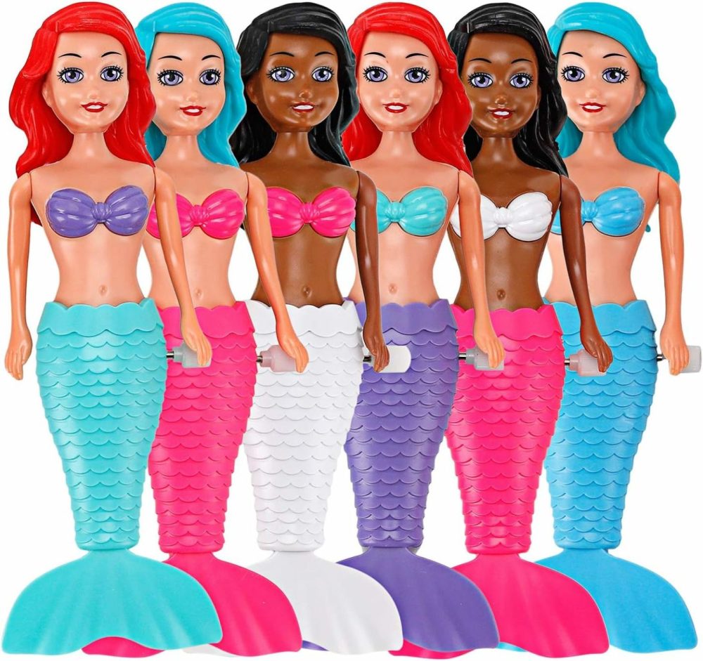 Mermaid Bath Toys For Toddlers Kids Girls – Princess Wind Up Tail Flap Floating Water Bathtub Toys  Swimming Pool Bathing Time Fun (6 Pack)  |  Bath Toys All Toys Bath Toys