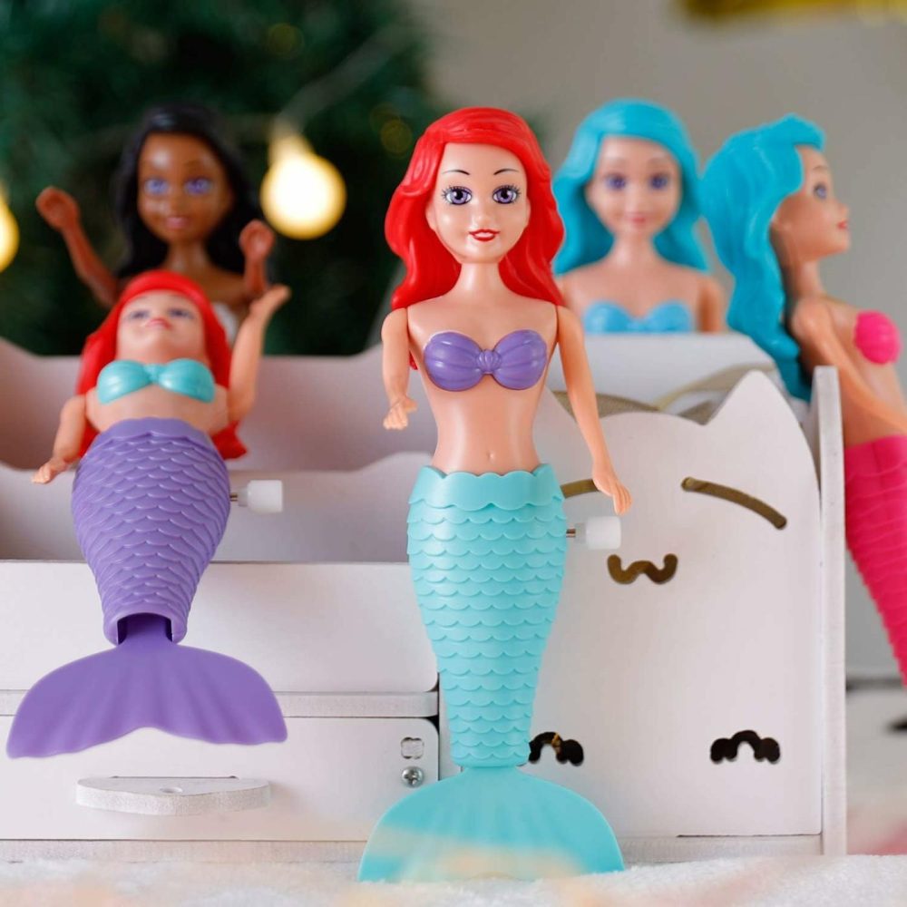 Mermaid Bath Toys For Toddlers Kids Girls – Princess Wind Up Tail Flap Floating Water Bathtub Toys  Swimming Pool Bathing Time Fun (6 Pack)  |  Bath Toys All Toys Bath Toys