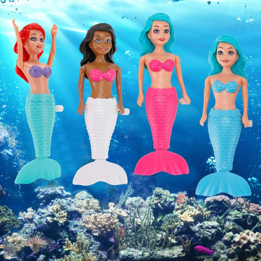 Mermaid Bath Toys For Toddlers Kids Girls – Princess Wind Up Tail Flap Floating Water Bathtub Toys  Swimming Pool Bathing Time Fun (6 Pack)  |  Bath Toys All Toys Bath Toys