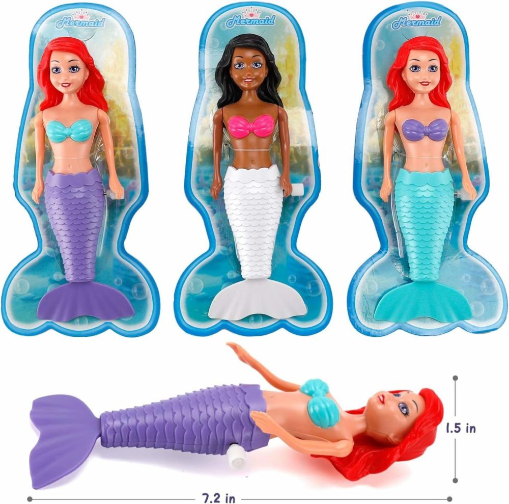 Mermaid Bath Toys For Toddlers Kids Girls – Princess Wind Up Tail Flap Floating Water Bathtub Toys  Swimming Pool Bathing Time Fun (6 Pack)  |  Bath Toys All Toys Bath Toys