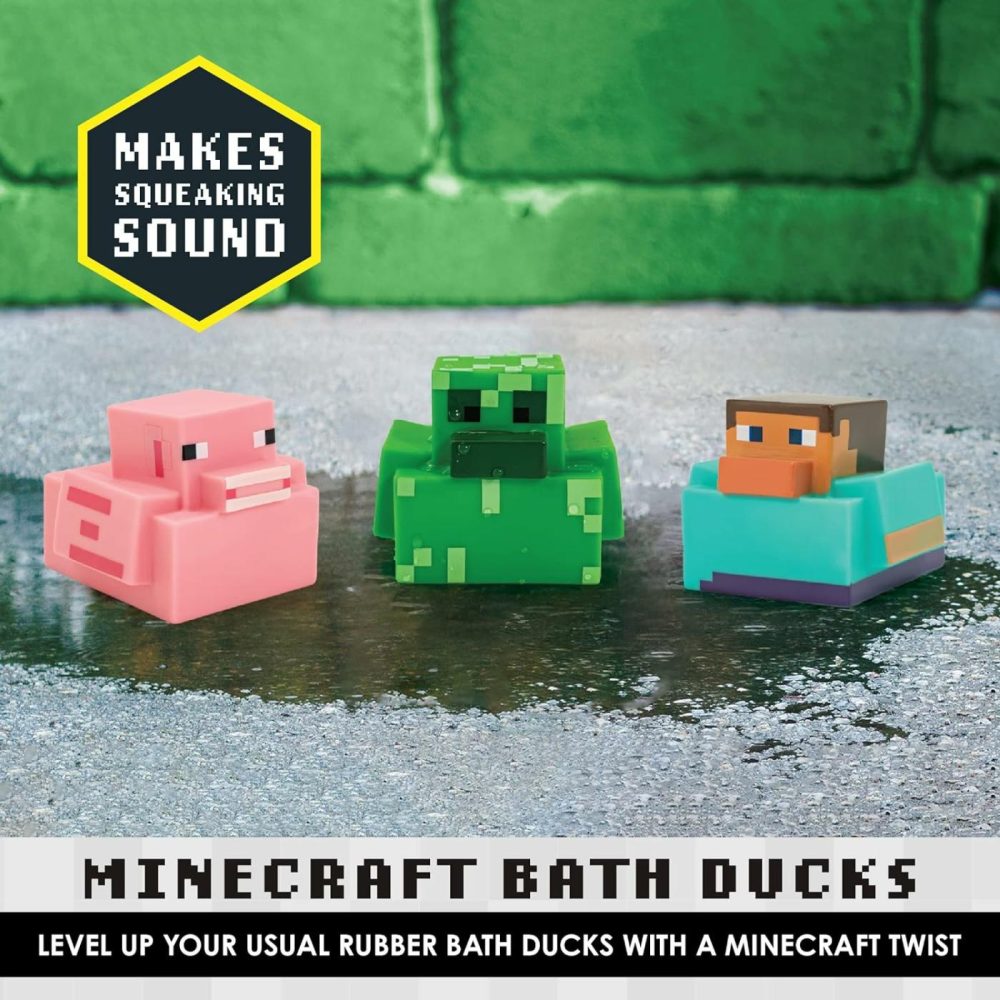 Minecraft Rubber Duckies  Set Of 3 Minecraft Bath Ducks  Creeper Pig And Steve Bath Toys  Funny Jeep Ducks  |  Bath Toys All Toys Bath Toys