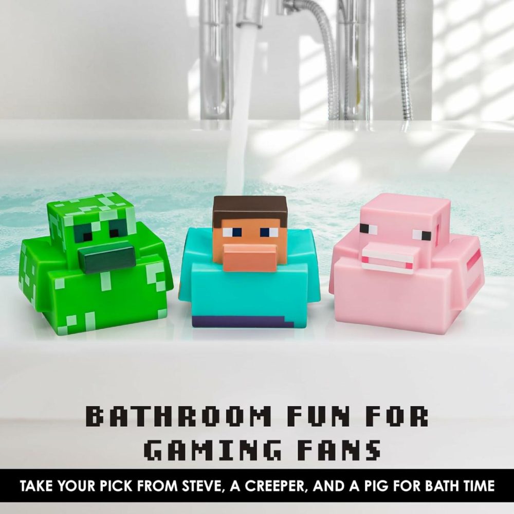 Minecraft Rubber Duckies  Set Of 3 Minecraft Bath Ducks  Creeper Pig And Steve Bath Toys  Funny Jeep Ducks  |  Bath Toys All Toys Bath Toys