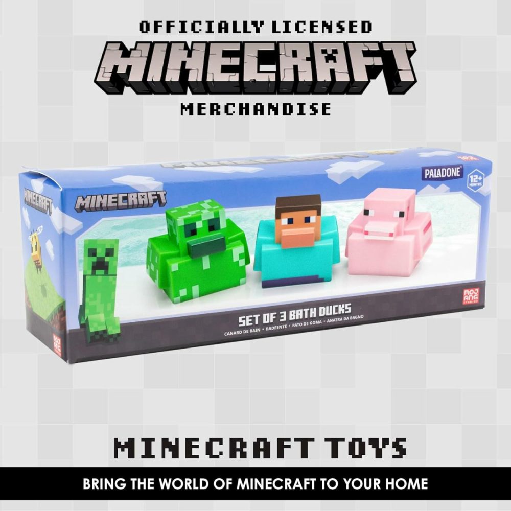 Minecraft Rubber Duckies  Set Of 3 Minecraft Bath Ducks  Creeper Pig And Steve Bath Toys  Funny Jeep Ducks  |  Bath Toys All Toys Bath Toys