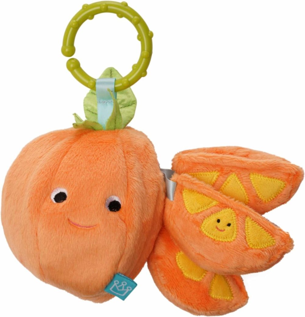 Mini-Apple Farm Orange Baby Travel Toy With Rattle  Squeaker  Crinkle Fabric & Teether Clip-On Attachment  |  Car Seat & Stroller Toys All Toys Car Seat & Stroller Toys