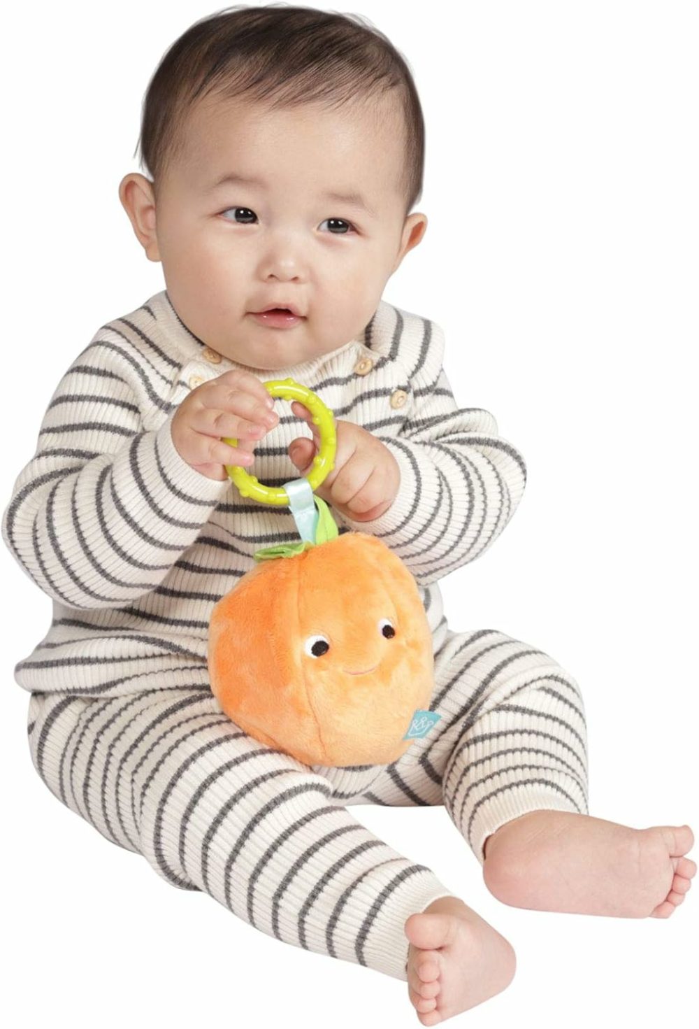 Mini-Apple Farm Orange Baby Travel Toy With Rattle  Squeaker  Crinkle Fabric & Teether Clip-On Attachment  |  Car Seat & Stroller Toys All Toys Car Seat & Stroller Toys