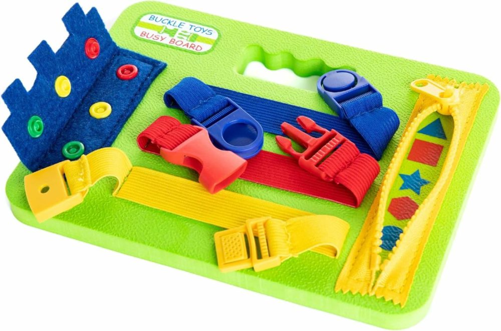 Mini Busy Board – Montessori Learning Toy For Toddlers Great Kids Airplane Activities – Foam Sensory Board – Develop Fine Motor Skills – Green  |  Car Seat & Stroller Toys All Toys Car Seat & Stroller Toys