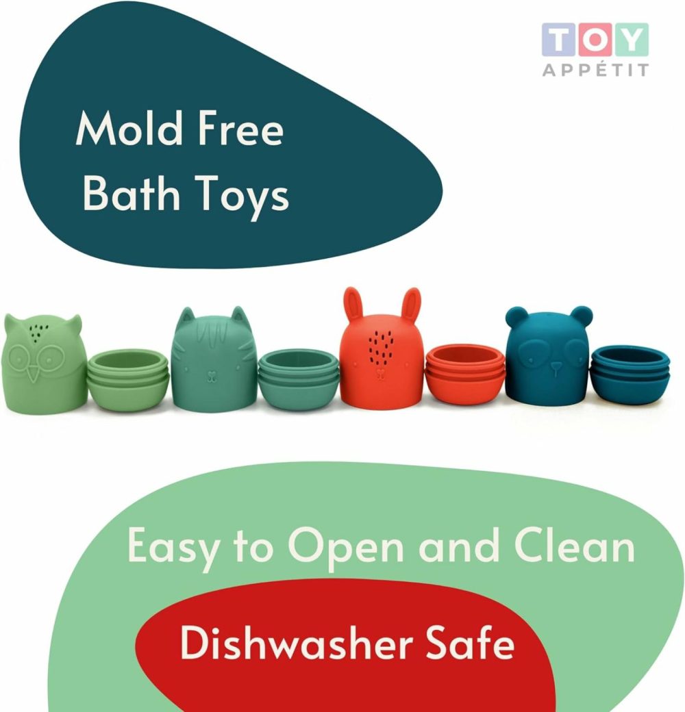 Mold Free Bath Toys – Silicone Bath Toys For Babies 6-12 Months – Non-Toxic Bathtub Toys For Toddlers 1-3 – Infant Bath Toys – 4Pc Baby Bath Toys Mold Free – Woodland Creatures By  |  Bath Toys All Toys Bath Toys