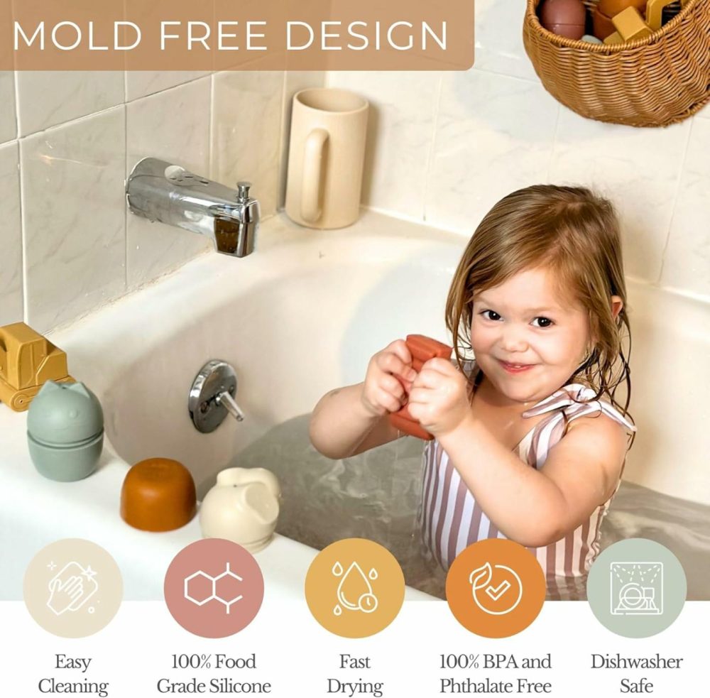 Mold Free Bath Toys-Toddler Bathtime Toys-No Mold-Non Toxic Silicone-5 Pack Animal Bathtub Toys For Babies- Anti Mold Baby Bathtoy-Water Toys For Kids  |  Bath Toys All Toys Bath Toys