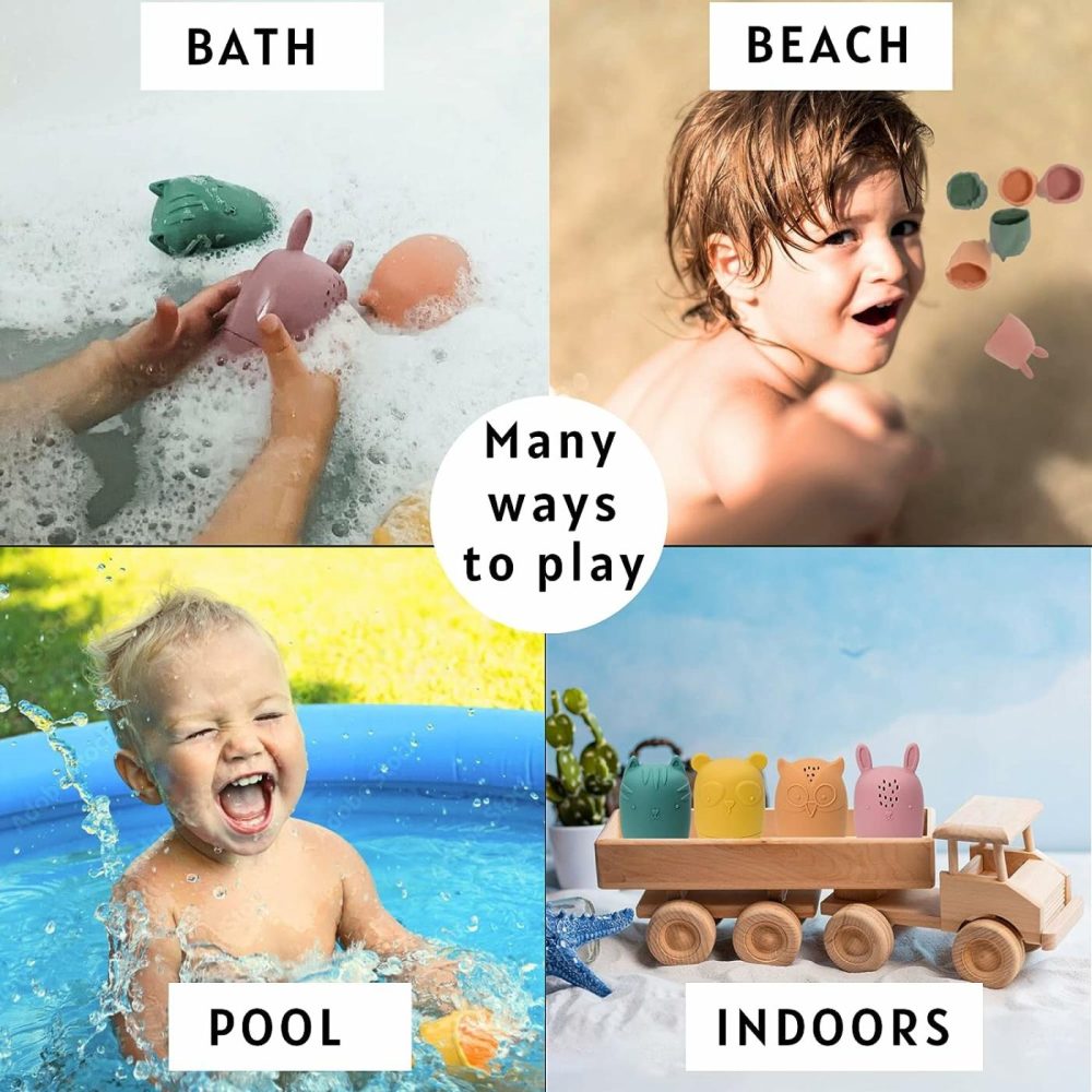 Mold Free Silicone Bath Toys  Baby Bath Toys 6-12 Months  Toddlers 1-3  Non Toxic Infant Bathtub Toy  Water Toys  Pool Toy  Dishwasher Safe (Coral)  |  Bath Toys All Toys Bath Toys