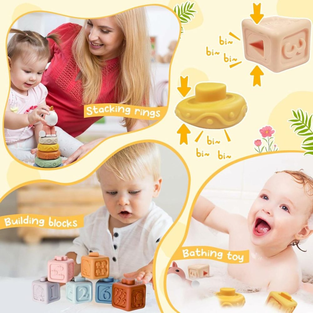 Montessori Baby Toys For 6+ Month Old  4 In 1 Montessori Toys 6 To 12 Months With Baby Stacking Toys  Baby Sensory Toys For 1 Year Old Boy Girl Infant Toddler Toys Gifts Birthday Gifts  |  Sorting & Stacking Toys All Toys Baby Toys