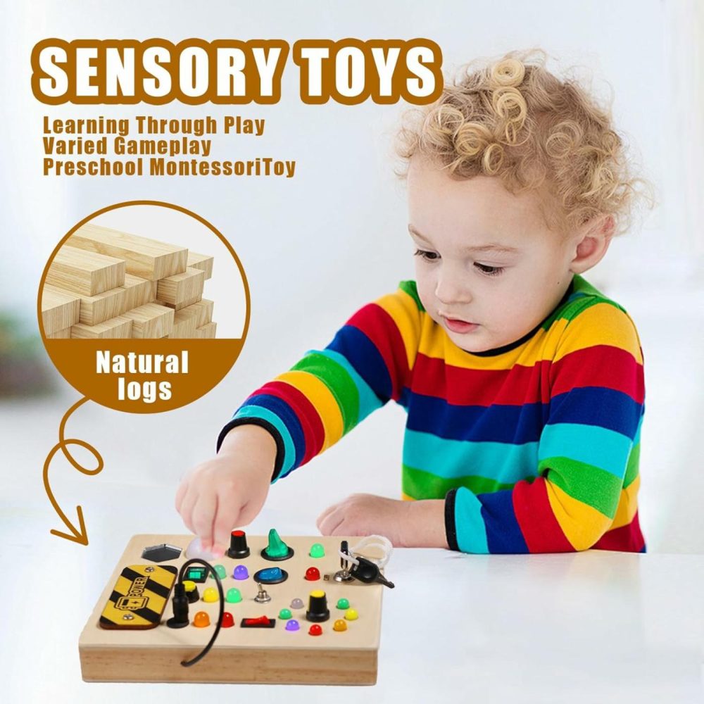 Montessori Busy Board For 1 2 3 Toddlers With Led Light Up Switch  Boys Girls Birthday Sensory Toys For 1-5Year Olds  |  Sorting & Stacking Toys All Toys Led Busy Board