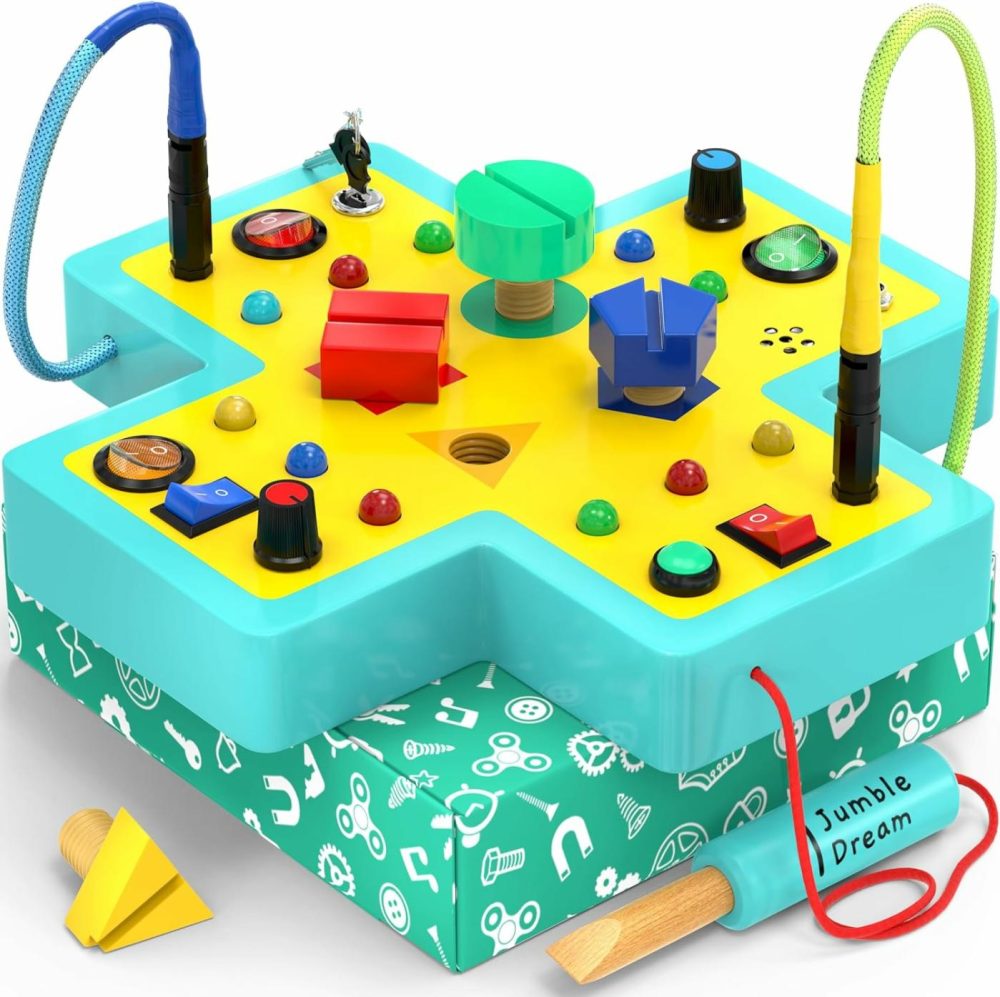 Montessori Busy Board For Toddlers – 16 Button Switchboard Sensory Toys For Toddlers Activity Board Toys For Autism & Adhd 1-3  |  Sorting & Stacking Toys All Toys Sorting & Stacking Toys