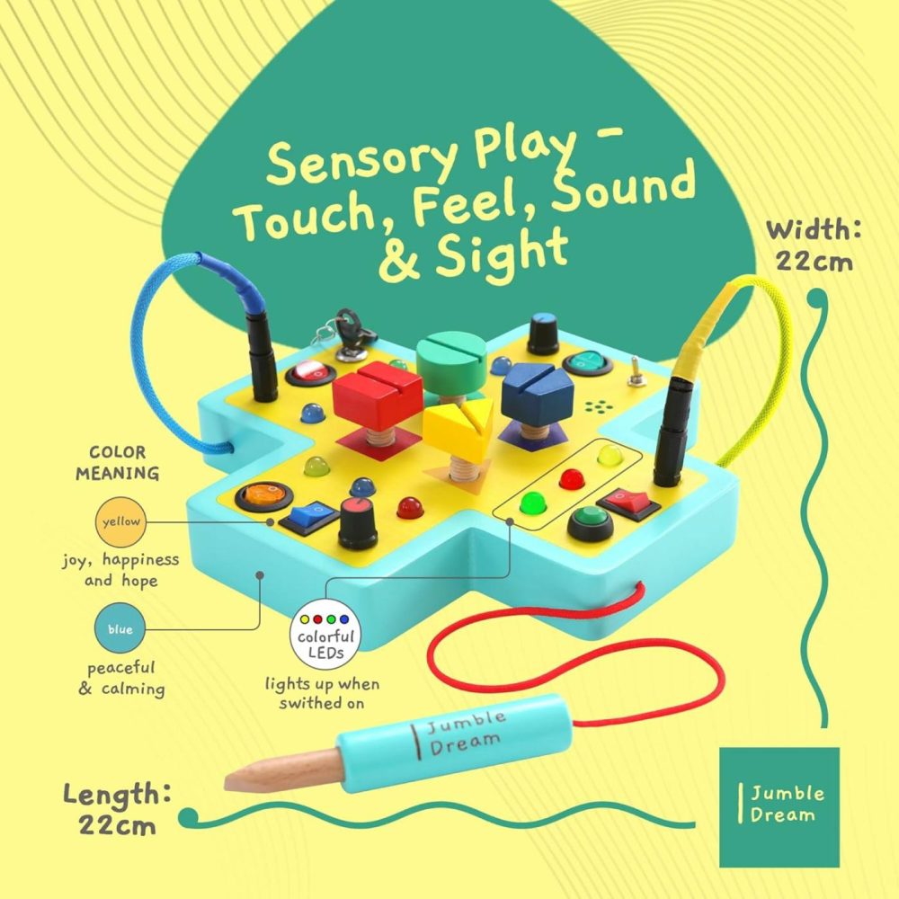 Montessori Busy Board For Toddlers – 16 Button Switchboard Sensory Toys For Toddlers Activity Board Toys For Autism & Adhd 1-3  |  Sorting & Stacking Toys All Toys Sorting & Stacking Toys